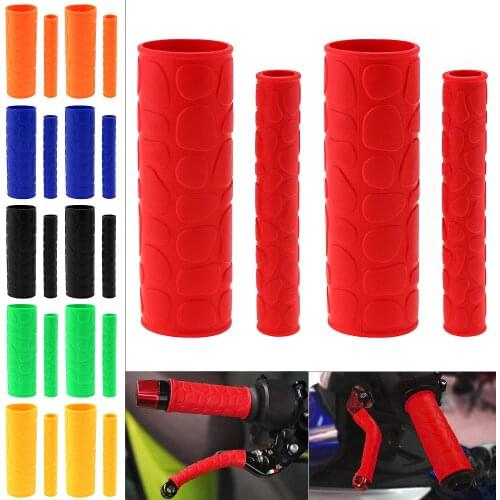 1 Pair 106 MM Soft TRP Motorcycle Handle Grips with Pattern and 2 Pcs Handbrake Covers for Universal Motorcycle Motorbike Moped