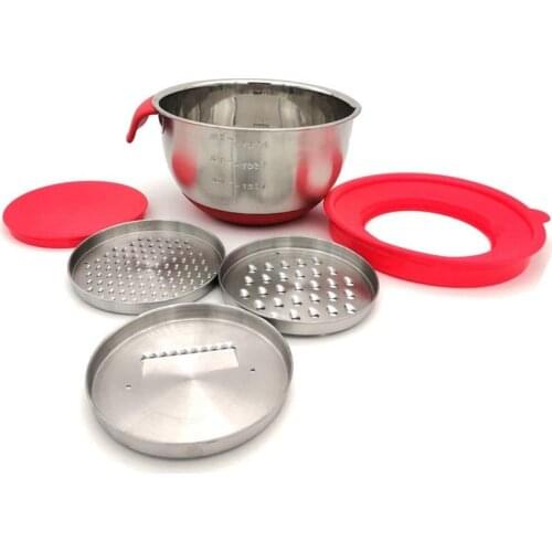 Mixing Bowls Set Stainless Steel Salad Bowl Metal Mixing Bowls with Lids & 3 Graters,Non-Slip Bottoms Mixing Bowls