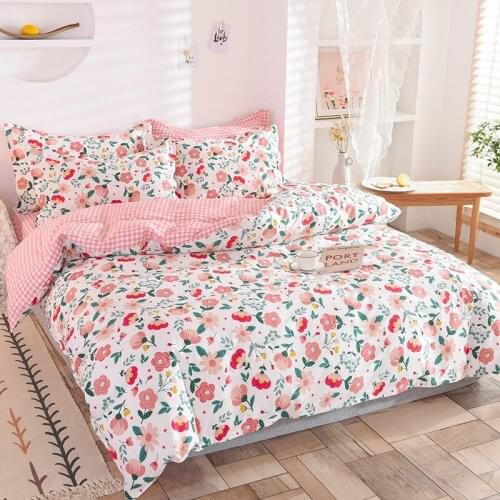 Botanical Blooming Flowers Duvet Cover Garden Style Floral Sheet Bedding Set 4pcs with Zipper Closure Pillowcases for 1.5m Bed