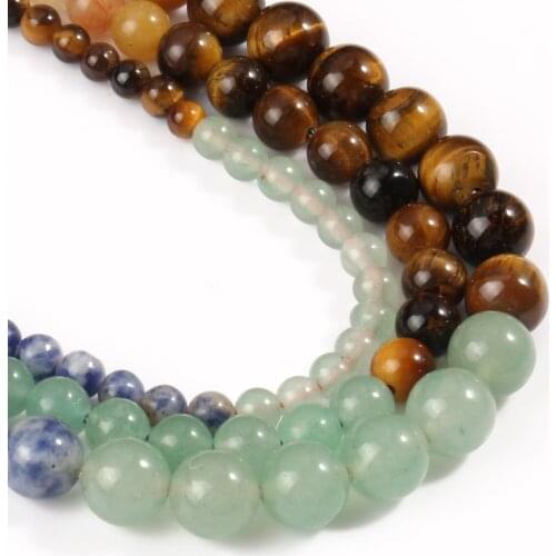 Natural Smooth Tiger Eye Jades Jespers Round Mix Beads for Jewelry Making DIY Handmade Bracelet Necklace Accessories 6 8 10mm