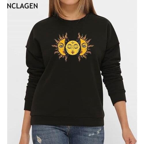 NCLAGEN Harajuku Casual Women Sweatshirts 2021 Street Fashion Sun Flower Printing Long Sleeve Pullovers Female Basic Hoodies