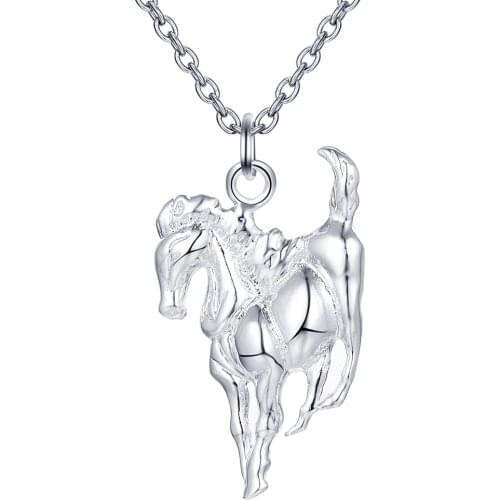 Wholesale Charms wedding horse silver color cute lady women necklace jewelry fashion cute pendant necklace lady gift ,AN342