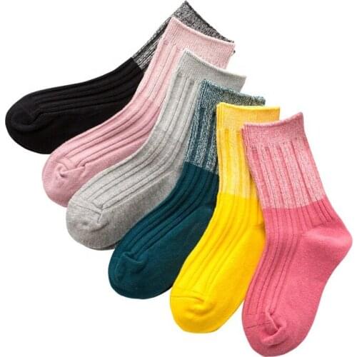 Autumn Winter New Style Children Cotton Street Pure Color Middle Stockings Sport Japan Socks