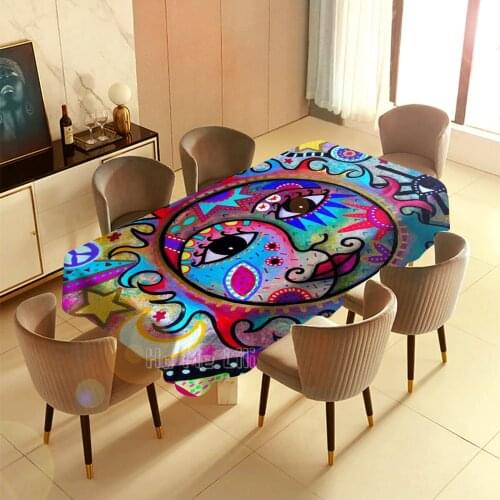 Sun And Moon Couple Original Original Catras Painted Table Cloth Vintage Art Interior And Outdoor Design