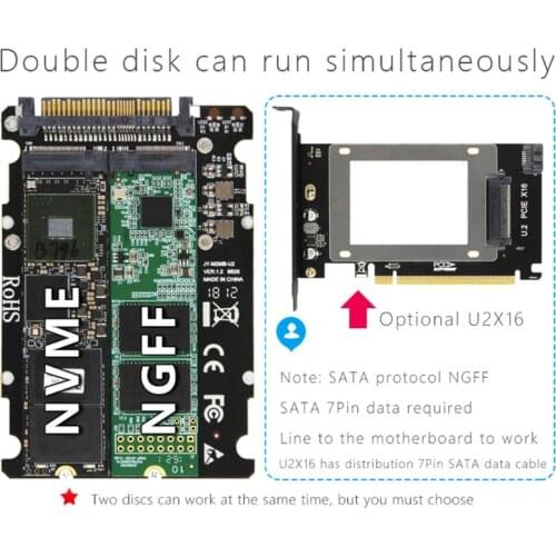 2 in 1 M.2 NVMe SATA-Bus SSD to PCI-e U.2 SFF-8639 Adapter PCIe M2 Converter Desktop Computer