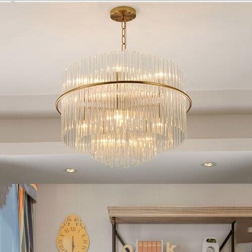 Postmodern minimalist living room chandelier crystal glass bedroom lamp round atmosphere room lamp creative personality