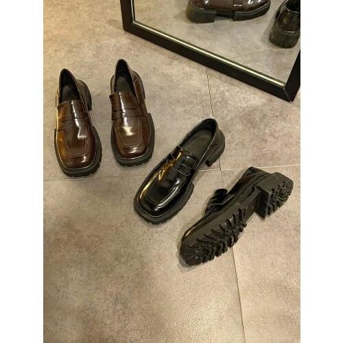 Casual Woman Shoe British Style Women Shoes 2020 Modis Oxfords Womens Female Footwear All-Match Autumn Square Toe Loafers With