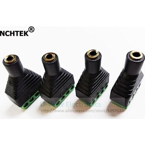 GOLDEN Plated Terminal Block 4 Poles 3.5mm Stereo Female To AV Screw Video Balun Connector Adapter/Free DHL Shipping/200PCS