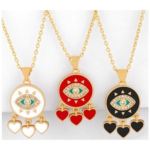 Eye multicolor micro pave cz zircon cubic zirconia necklace copper Clavicle gold plated Snake Chain Choker Pendant wfd2