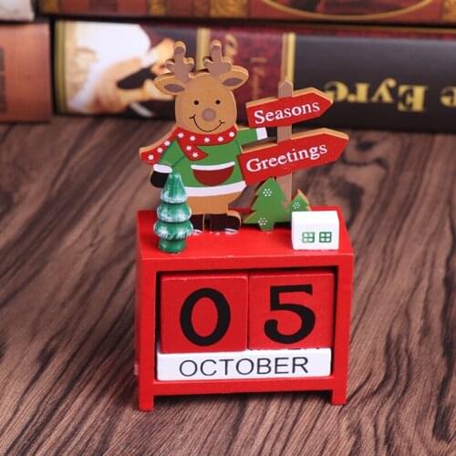 Christmas Theme 2020 Calendar Advent Countdown Painted Blocks Wooden Deer Calendars Holiday Home Ornament Decorations
