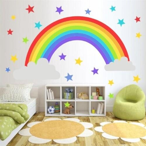 Rainbow Star Wall Stickers Kindergarten Bedroom Living Room Childrens Room Self-adhesive Wallpaper PVC Wall Adhesive Borders