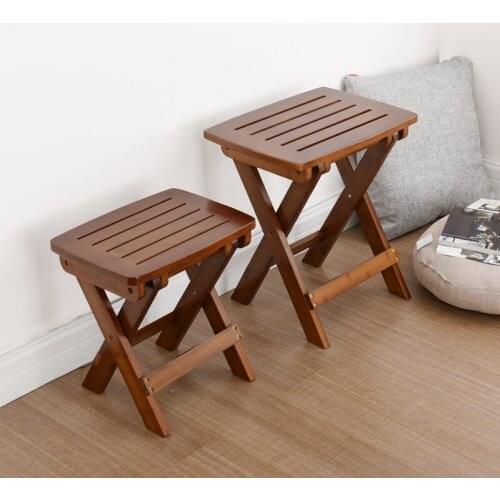Folding Solid Wood Small Stool Living Room Creative Home Sofa Small Bench Shoe Changing Stool Fabric Low Stool