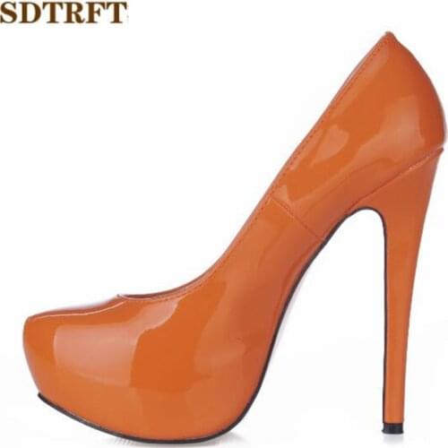 SDTRFT Stilettos Plus:35-40 zapatos mujer 14cm thin high heels platform wedding shoes woman sexy Crossdresser Round Toe pumps