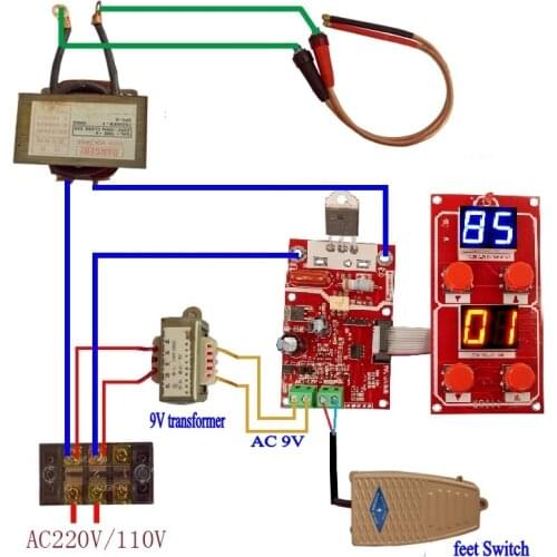 NY-D04 100A Dual Display Spot Welding Machine Transformer Controller Control Panel Board Adjust Time Current