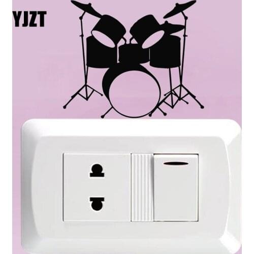 YJZT Drums Musical Instruments Music Rock Pop Personality Home Decor Wall Sticker Vinyl Switch Decal S18-0071