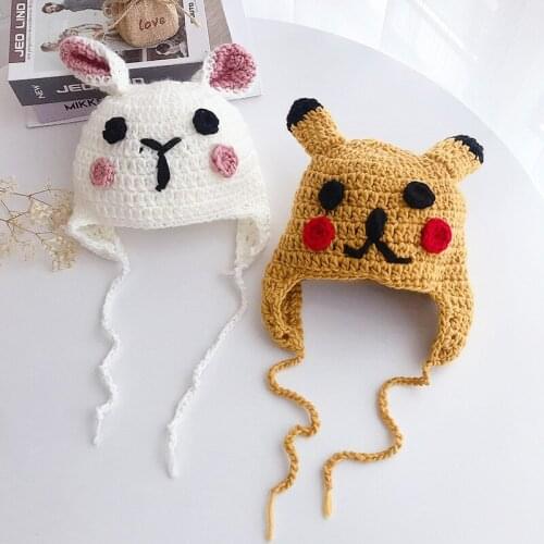 Doitbest 1 to 5 Years Winter hat for kid beanies 100% handmade Beanie Child knit hats warm Cartoon dinosaur kid girl caps