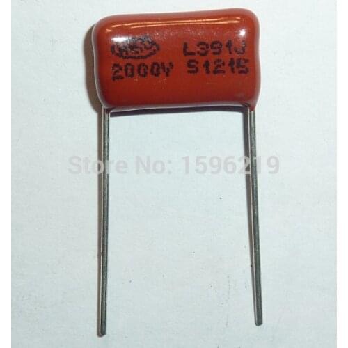 100pcs CBB capacitor 391 2000V 391J 2KV 390pF 0.39nF P15 CBB81 Metallized Polypropylene Film Capacitor