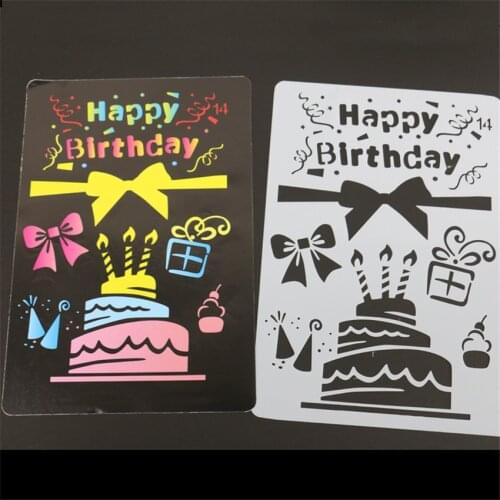 18x26cm Birthday wishes Scrapbook Stencils Spray Plastic Mold Shield DIY Cake Hollow Embellishment Print Lace Ruler Valentine