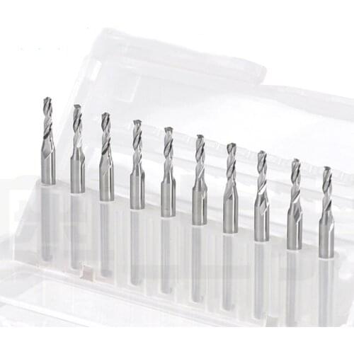2flute 10pcs Coat Carbide 0.8-3.175mm PCB cutter aluminum drill bit Carbide Tools, CNC Cutting Bits, Milling Cutters Kit