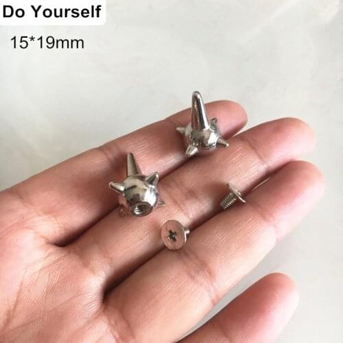 20 set Silver Tone Mace Screw-on Rivet Studs,Pointed Rivet Spike 15*19mm in Height,Punk DIY Rivet For Leather Crafts Decoration