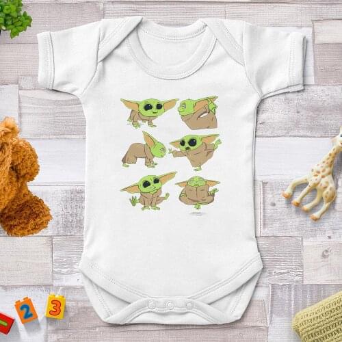 2021 Cute Baby Jedi Printed Baby Clothes Baby Girl Baby Boy Jumpsuits Newborn Summer Short Sleeve Infant Bodysuits Harajuku Tops