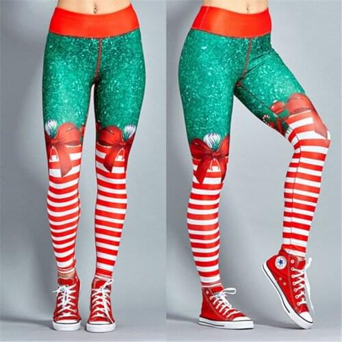 3 Colors Stripe Tribe Women Leggings Christmas Belt Bell Printing Legging Put Hip Elastic Puls Size 2018 Autumn Winter Leggins