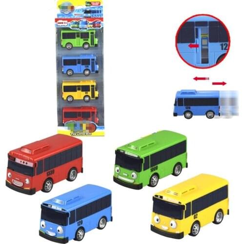 4pcs/set Tayo the little bus Korean Miniature Bus Cartoons oyuncak araba car model mini plastic pull back tayo bus for kids