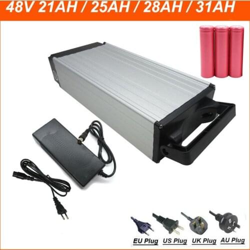 48V 25AH Rear Rack battery 48V 28AH Electric bike battery Use NCR18650GA 3500mah cell BMS 54.6V 2A charger Free customs fee