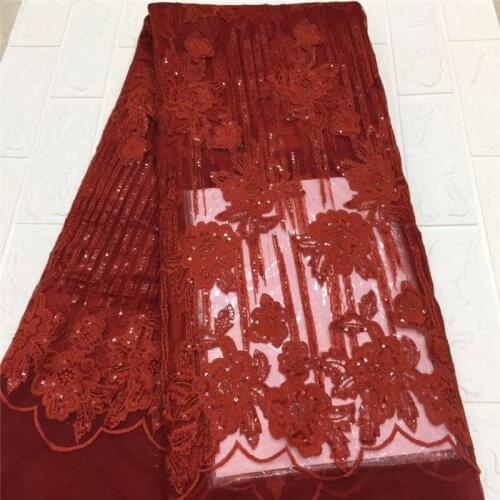 African sequins Lace Fabric white With Sequins Nigerian French Lace Fabrics 2020 red High Quality Sequined For Wedding Dress