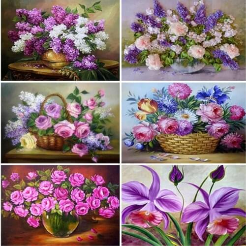 DIY Rose 5D Diamond Painting Full Square Drill Cross Stitch Kit Flowers In Vase Embroidery Mosaic Wall Art of Resin Decor Gift