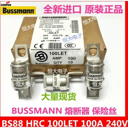 Free shipping 2pcs/lot BUSSMANN 100LET 100A 240V ceramic fuse fuse quick fuse