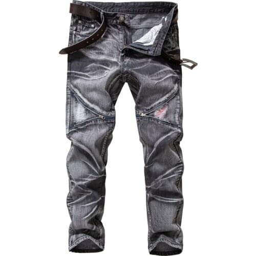 Pantalones Hombre Pantalon Homme Men Jeans Jean Denim Trousers Biker High Quality Male Straight Casual Designer Ripped