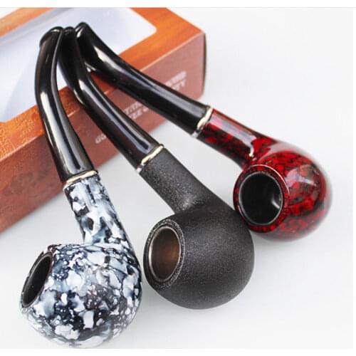 Wooden Vintage Durable Tobacco Smoking Pipe Black Resin Smoke Pipes Reduce Tar Cigarette Filter Men Gift Necessary Supplies