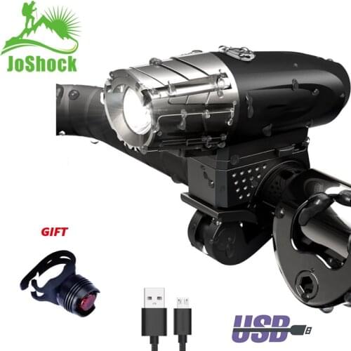 JoShock Waterproof Bike USB Recharge Front Handlebar Light Lamp 300 Lumen Warning Cycling Light Sets