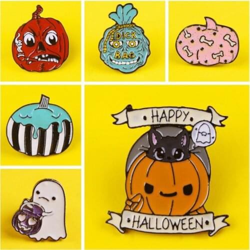 Halloween Pumpkin Badge On Clothes Jack Enamel Pins Nightmare before Halloween Brooches Collar Lapel Pins Brooch Badges