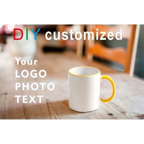 Ceramic mug DIY photo Heart shape handle Color inside and Color Colors Hand cup with customized pictures DIY images print MAZWEI