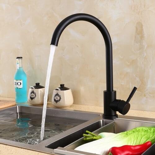 Kitchen High-quality 304 stainless steel black folding basin faucet 360 degree rotating hot & cold mixer, black mixing tap