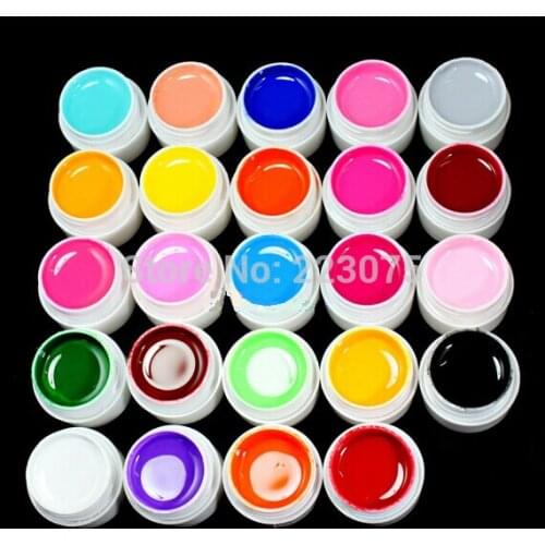 Hot 24 Color Solid Pure UV Builder Gel Set Nail Art False Full French Tips Salon Set