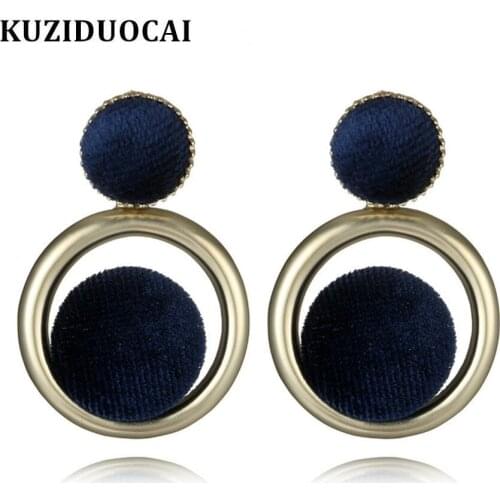 Kuziduocai New ! Fashion Fine Jewelry Copper Alloy Flannel Plush Ball Hollow Concise Round Stud Earrings For Women Gifts E-1073