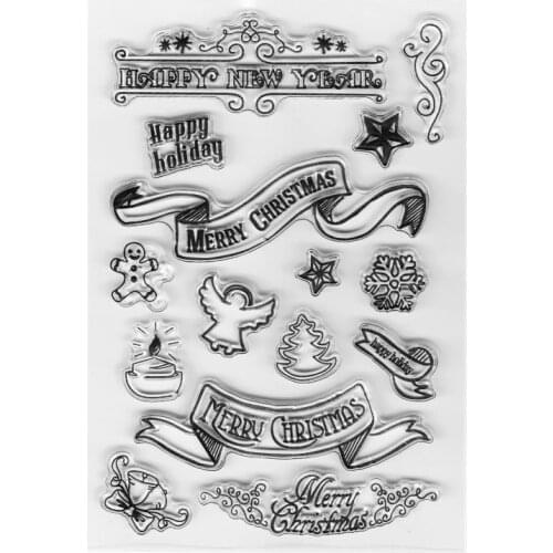 Happy new year banner clear stamps happy holiday christmas card making stamps scrapbooking