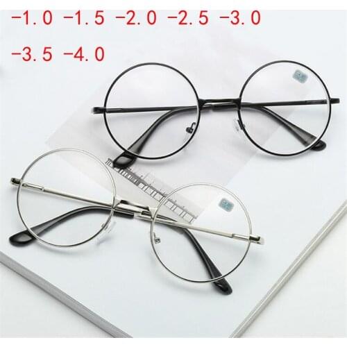 -1.0 -1.5 -2.0 To -6.0 Metal Round Finished Myopia Glasses Men Women Shortsighted Nearsighted Eyeglasses Prescription Eyeglasse