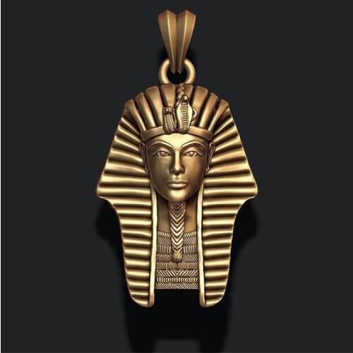 Antique Punk Egyptian Pharaoh Pendants For Women Men Vintage Fashion Gold Silver Color Pendant Necklace Carved Head Necklaces