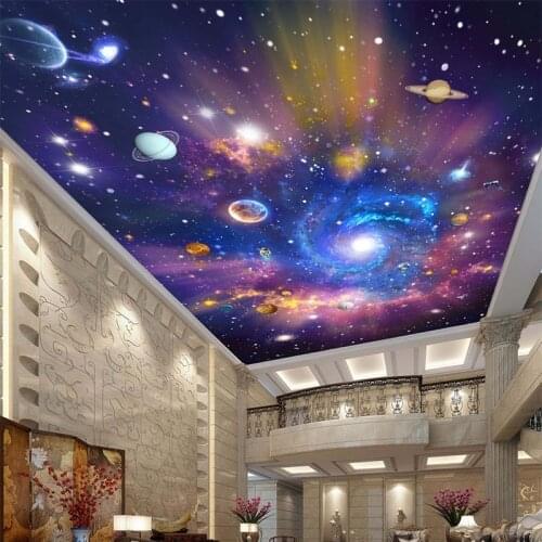 Custom Photo Wallpaper 3D Star Universe Galaxy Murals Wall Cloth Childrens Bedroom Living Room Waterproof Ceiling Wallpaper 3 D