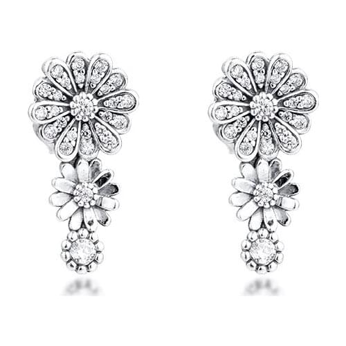 CKK Sparkling Flower Stud Earring for Women Sterling Silver 925 Jewelry Aretes Pendientes Kolczyki Earing Brincos