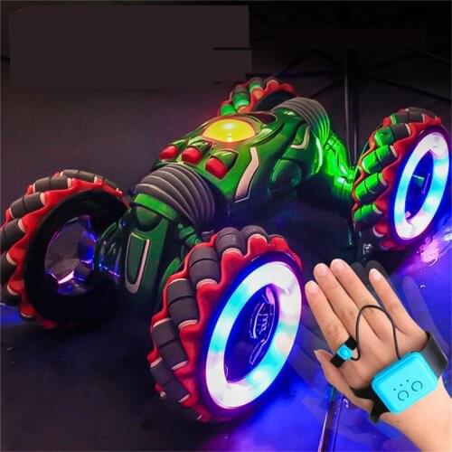 Large wheel 1/10 2.4G Gesture Sensor Twisted Car Light Music Remote Control Stunt Car Dancing drift RC Car For Kids Presents
