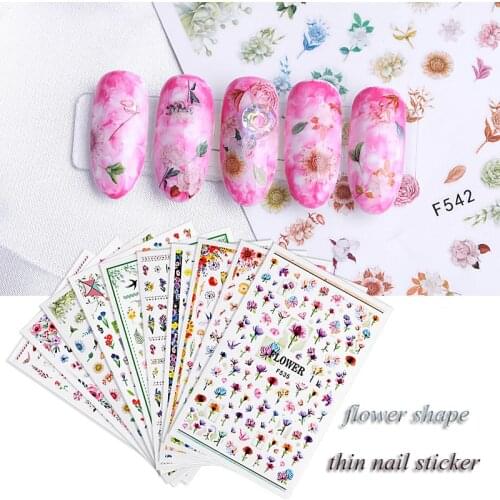 3D Nail Art Stickers coloful Small fresh flowers birds shape Water Transfer Slider For Nails Art Z0126