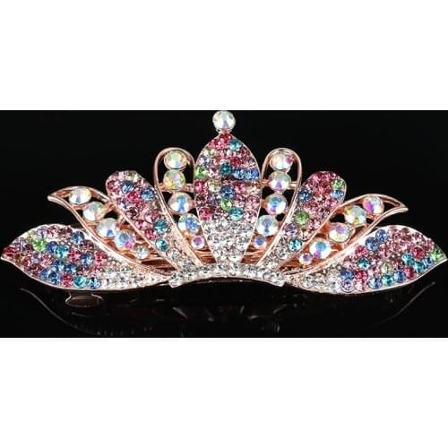 Crystal Crown Butterfly Hair Clips For Women High-end Rhinestone Hairclip Gem Hairpin Bows Flower Jewelry Hair Accessories