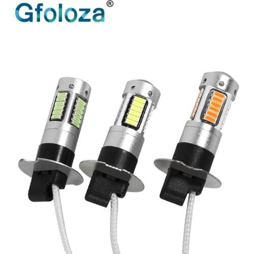 Gfoloza 2Pcs H3 LED Fog Light Bulbs White Amber Ice Blue 4014 30SMD Car LED Driving Fog Lamp DRL 12V