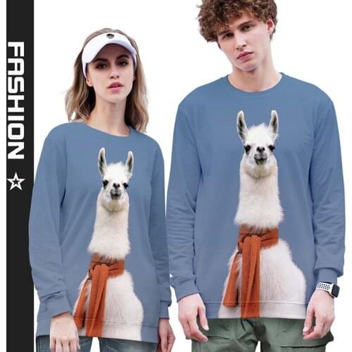 New Print Animal Funny Cartoon Alpaca 3d Hoodies Pullover Fashion Men Women Capless Sweatshirt Long Sleeve Unisex 3D Hoodie Tops