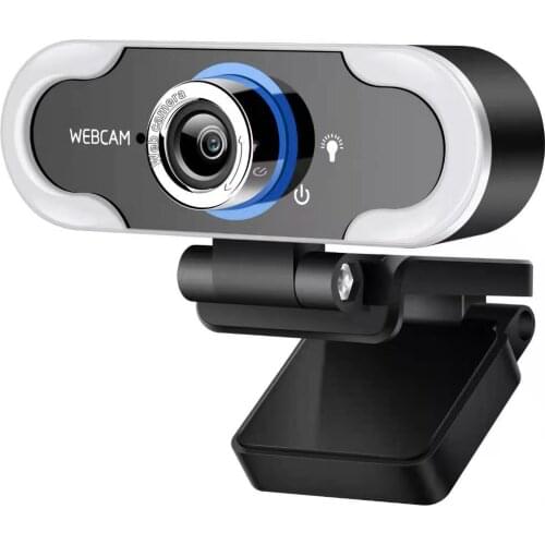 Webcam 1080P Full HD Streaming Webcam with Light and Tripod USB Webcam Built in Microphone for Laptop PC Video Calling